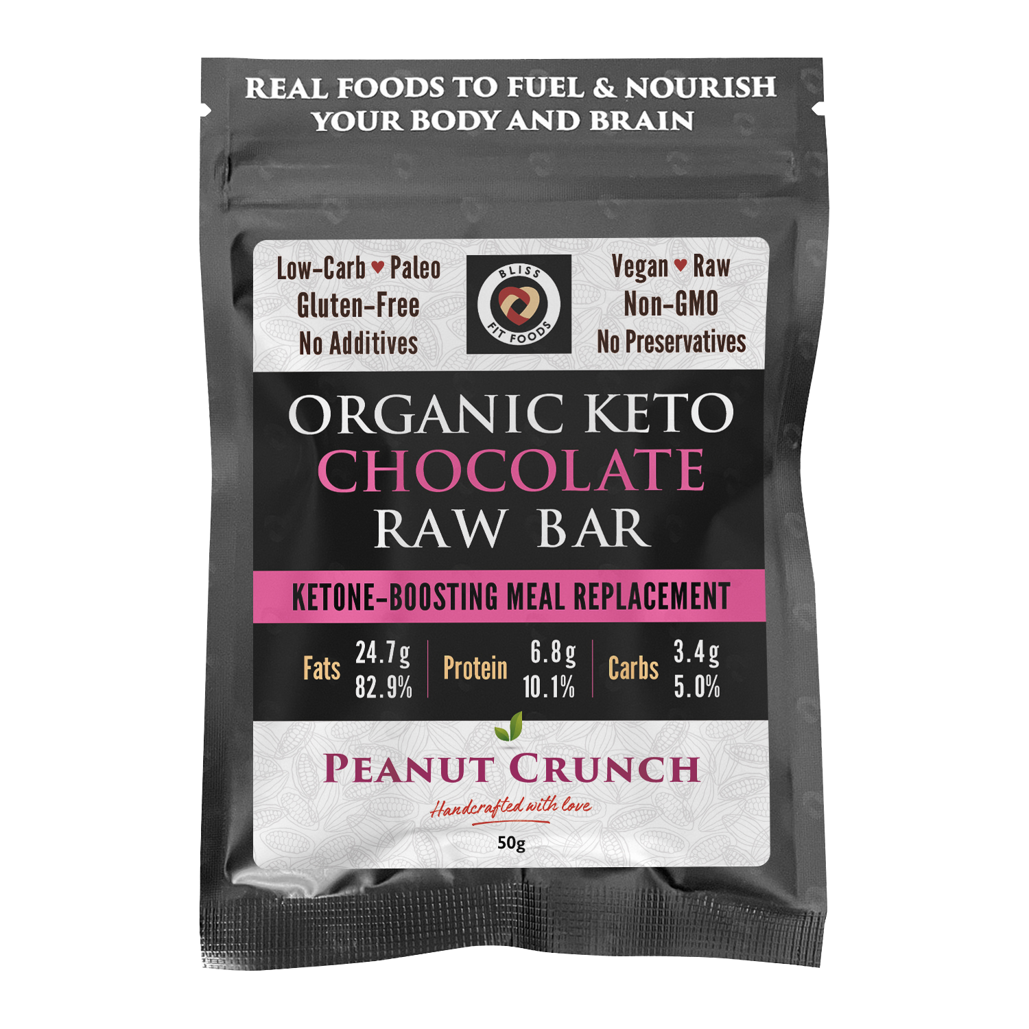 Organic Keto Chocolate Raw Bar – PEANUT CRUNCH