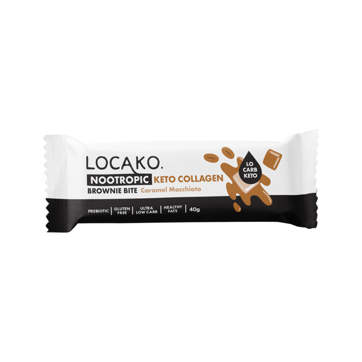 Locako Keto Collagen Brownie Bite (Nootropic) Caramel Macchiato 40g x 15 Display