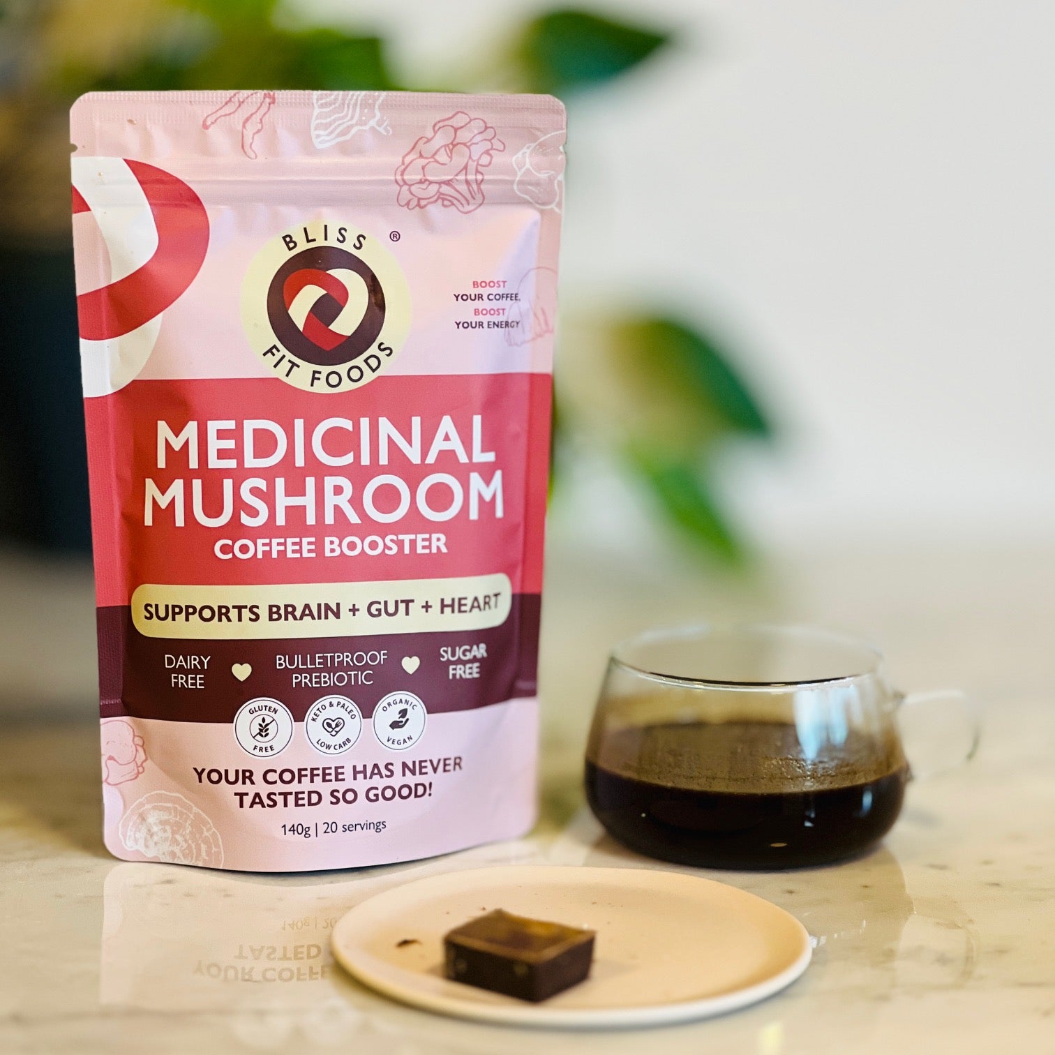 MEDICINAL MUSHROOM + PREBIOTIC BULLETPROOF COFFEE BOOSTER