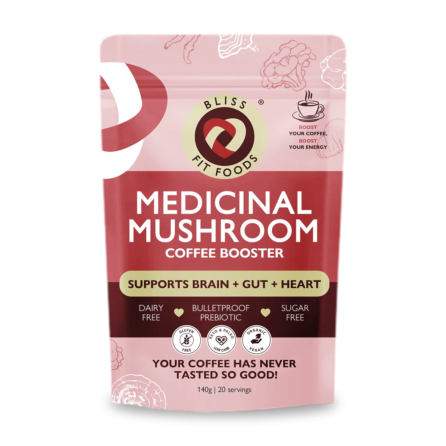 MEDICINAL MUSHROOM + PREBIOTIC BULLETPROOF COFFEE BOOSTER