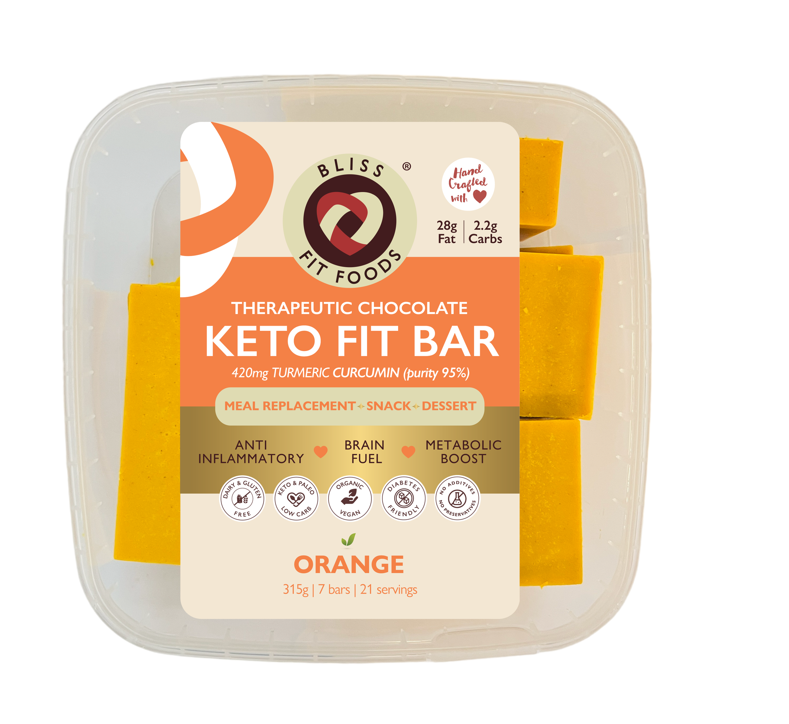 Therapeutic Chocolate Keto Fit Bar – Orange BULK BUY 315g